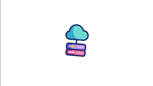 Animated Flat Design Cloud Server Data Icon