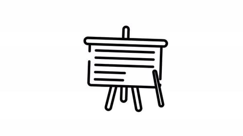 Animated presentation board line art icon template for meeting and projector