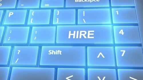 Futuristische Computertastatur Hire-Text auf der Taste