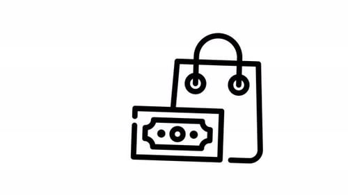 Animated Line Icon: Shopping Bag and Money for E-commerce