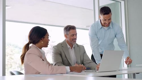 Business People Executive Team Working at Laptop at Office Meeting