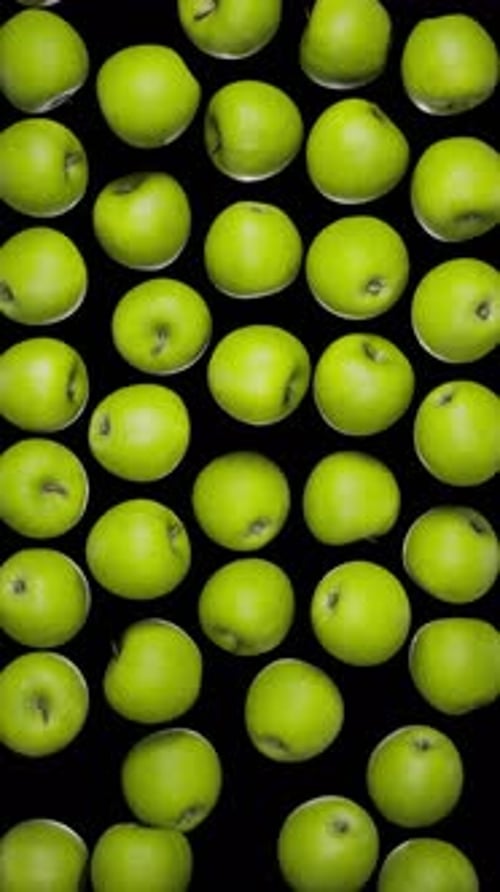 Vertical Falling Green Apples on Alpha