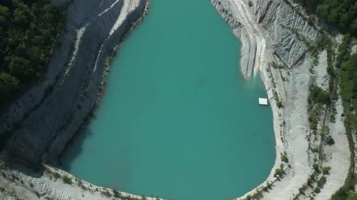Open Quarry Abandoned Turquoise Water Aerial View