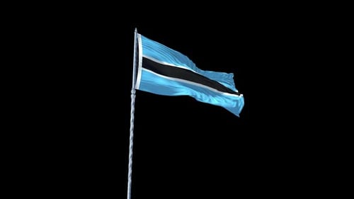 Botswana Flag Waving Realistic With Sky With Alpha Channel