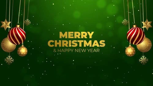 4K Animated Glitter Green Christmas Background