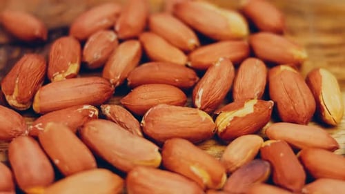 Waviness Effect of Peanuts with Bark on a Retro Tray