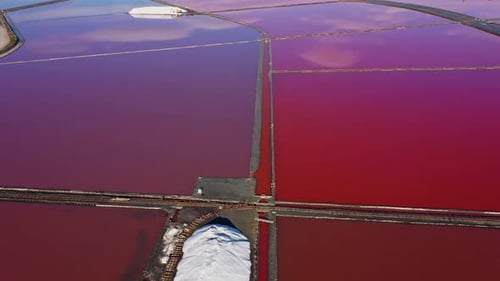 Aerial view of salt evaporation ponds near to Burgas, Bulgaria