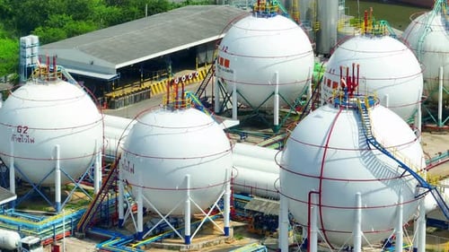 Natural gas storage, aerial view drone.