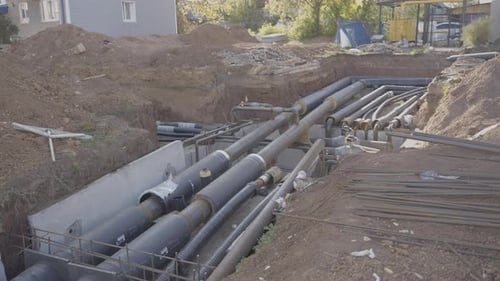 Underground Piping Construction Site in an Urban Setting