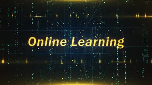 Online Learning Word On Technology Background