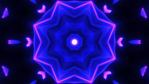 Neon Abstract Blue Pink Kaleidoscope Pattern Background