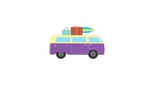 Animated Flat Design Travel Van Driving