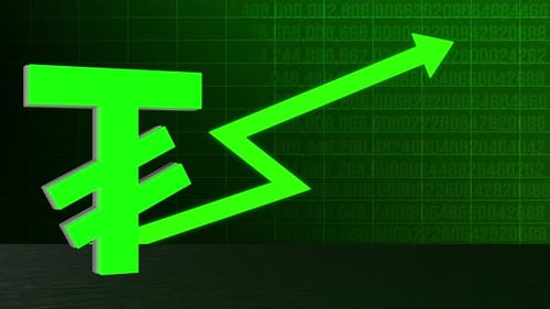 3D Currency Symbol with Upward Financial Growth Trend