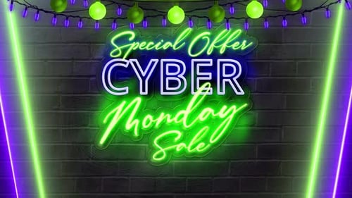 Animated Cyber Monday Special Offer Neon Sign