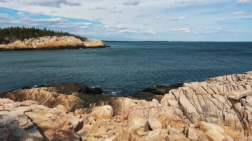 Seascape With Rocky Shore and Atlantic Ocean Blue Ocean Panorama During the Day