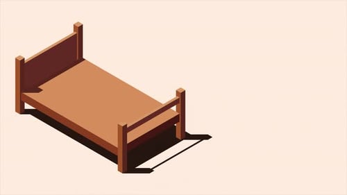 Isometric Wooden Bed Assembly Animation