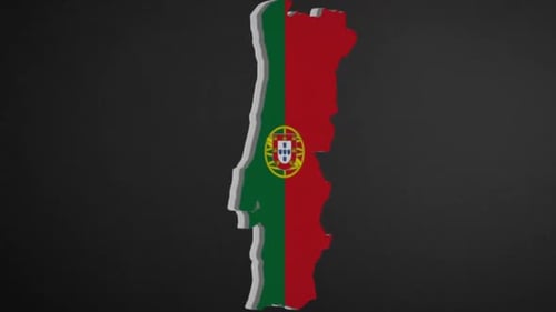 3D Portugal Map with Flag Texture Rotating Animation