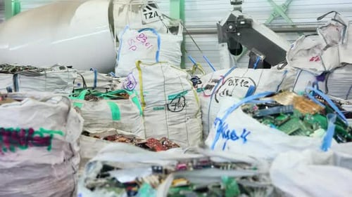Electronic Waste Processing Handling Massive Quantities Of Discarded Electronic Components