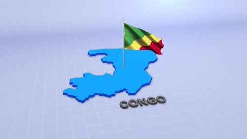 Republic Of The Congo Map With Flag