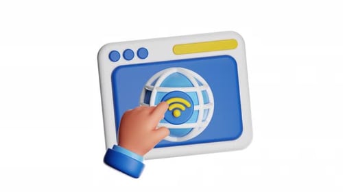Navigation Web avec animation d'icônes 3D