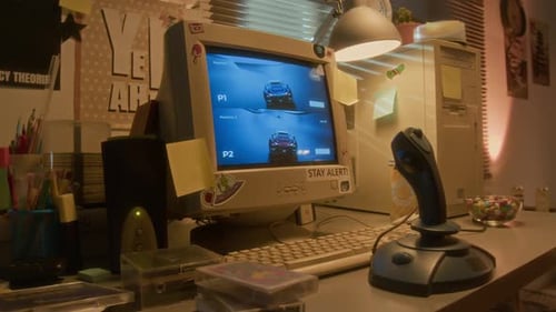 Retro Computer with Racing Game and Joystick