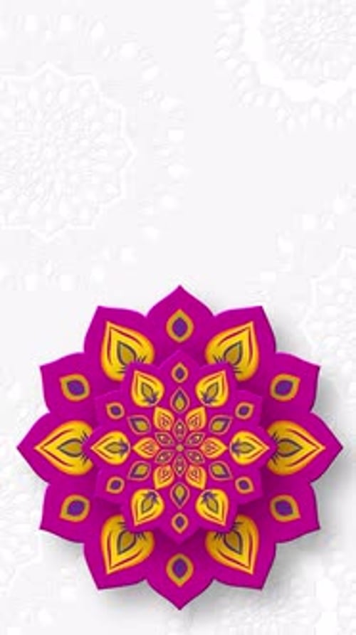Rotating Indian Rangoli or Mandala for Diwali festival of lights.