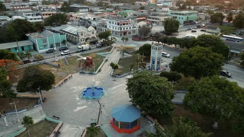 Central Plaza of the city of Corozal district Belize Central America kiosk in the historic center