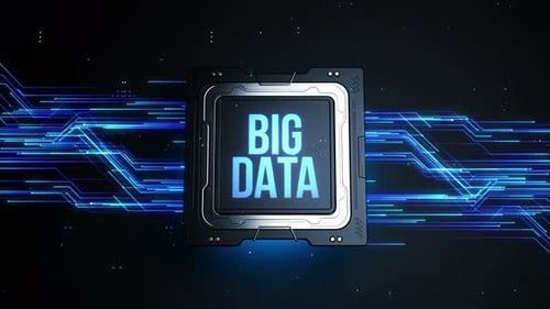 CPU header Big Data . animation in the concept of computer technology