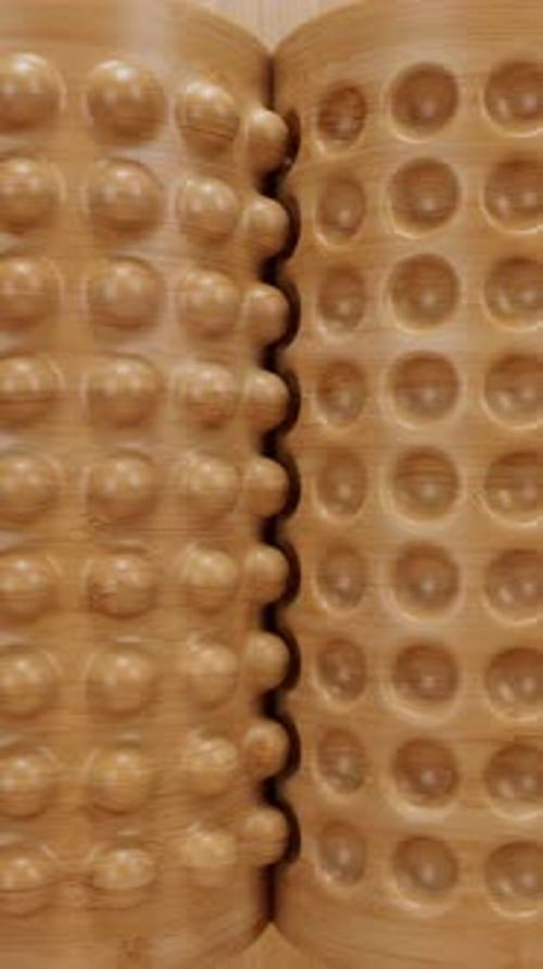 Vertical Abstract Rotating Wooden Rolling Pins Merging Loop