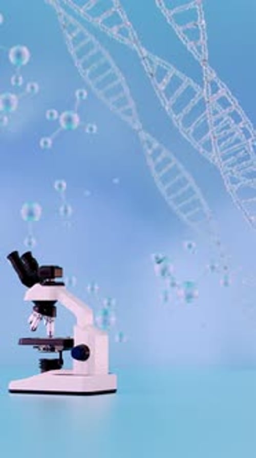 Microscope with Animated DNA and Molecules for Scientific Research