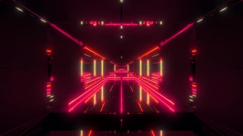 Neon Cyber Tunnel Futuristic Loop Background