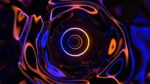 Blue And Orange Infinity Sci Fi Neon Tunnel Background VJ Loop l 4K