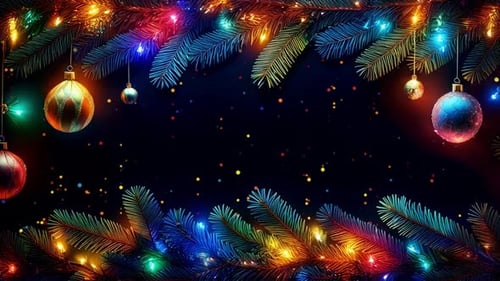 Christmas Festive Background with Animated Lights and Ornaments