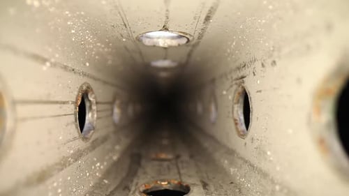 Short travel into a Zinc-Plated Steel Perforated Square Tube with a wide angle probe lens - as a red