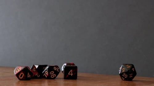 Dice rolling on a table