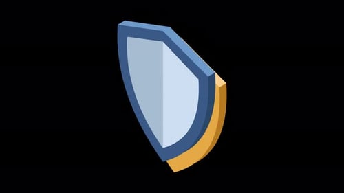 Animação de escudo isométrico. Escudo isométrico de segurança na Internet. Segurança de dados de rede. Dados cibernéticos