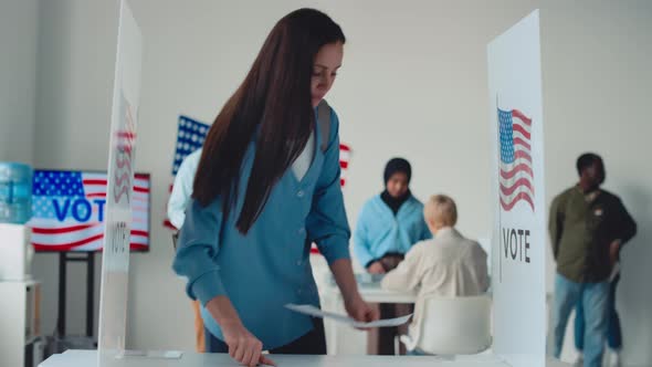 Diverse Americans Voting in Booth at Election Ward, People Stock ...