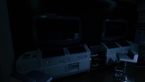 Control Room in an Advanced Space Station During Night Hours