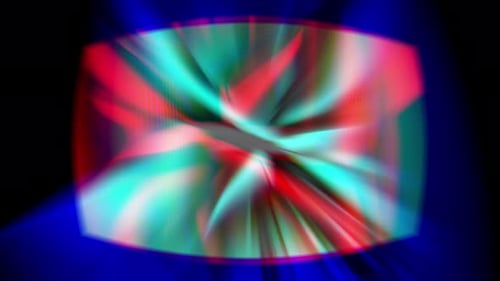 Farbenfrohe Abstraktion pulsiert auf schwarzem Hintergrund in dynamischer Bewegung