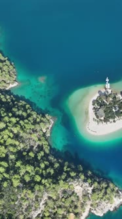Drone shot of summer beach shoreline