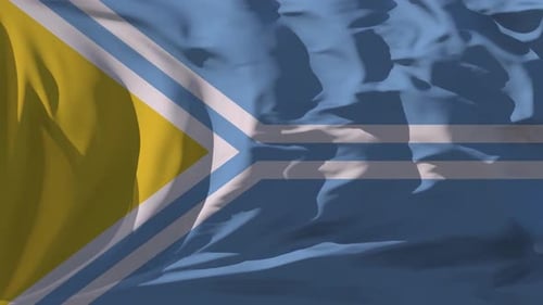 Fluid Waving Flag with Abstract Geometric Design