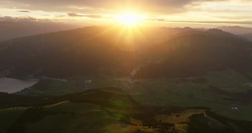 Mountains Bathed in Golden Sunlight at Sunrise