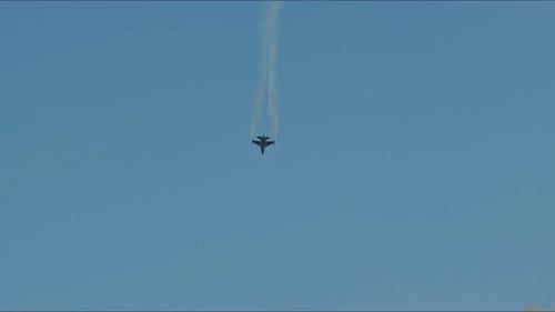Aerobatic Demonstration Flight Of A Fighter Fighter Aircraft In The Sky 32