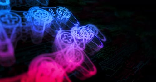 Esport retro video game pad symbol cyber loop concept