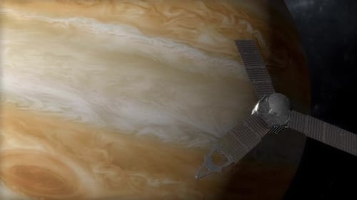 Detailed 3D Space Probe Orbiting Gas Giant