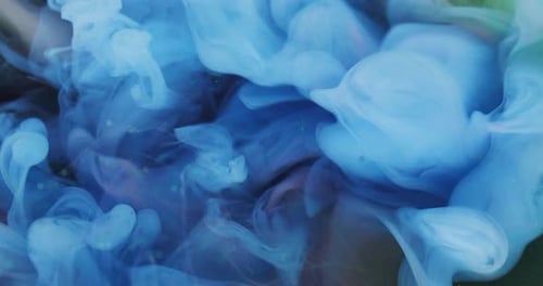 Abstract Blue Ink Swirls in Dreamlike Liquid