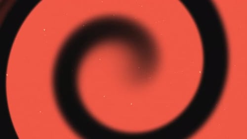 A Vibrant Red Background With A Dark Circular Shape, Possibly Representing An Abstract Cosmic