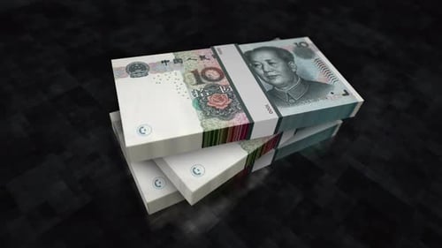 China yuan renminbi money banknote pile packs