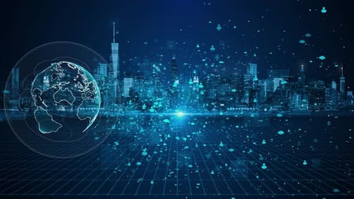 Modern City Scape Wireless Network Connection Technology Concept Social Media Networking Systems