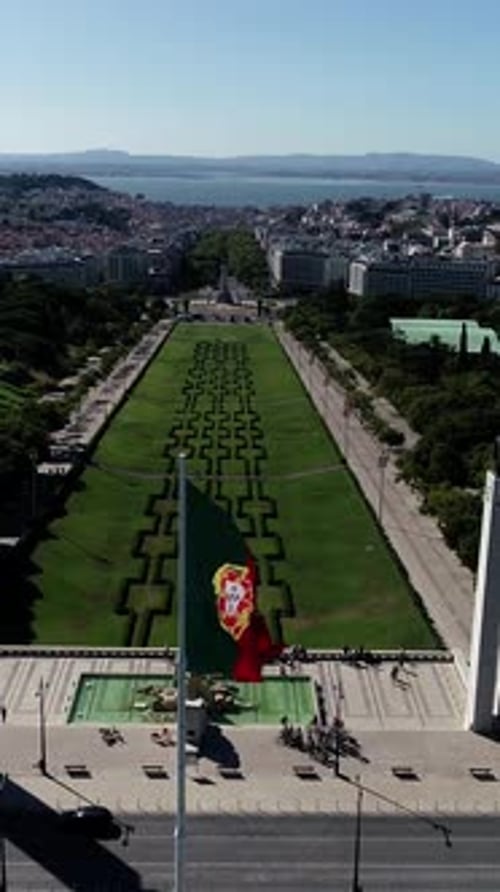 Vertical Video of Portuguese Flag in Lisbon